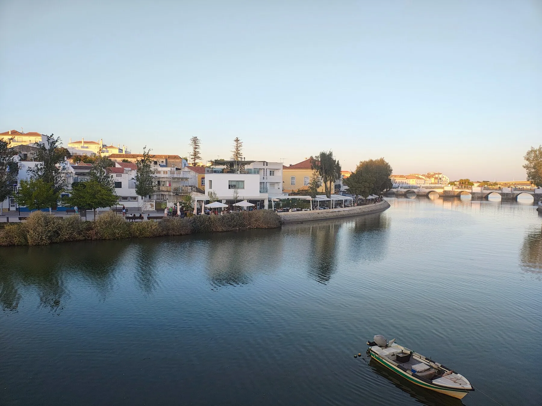 Golden hour over Tavira's Roman Bridge
